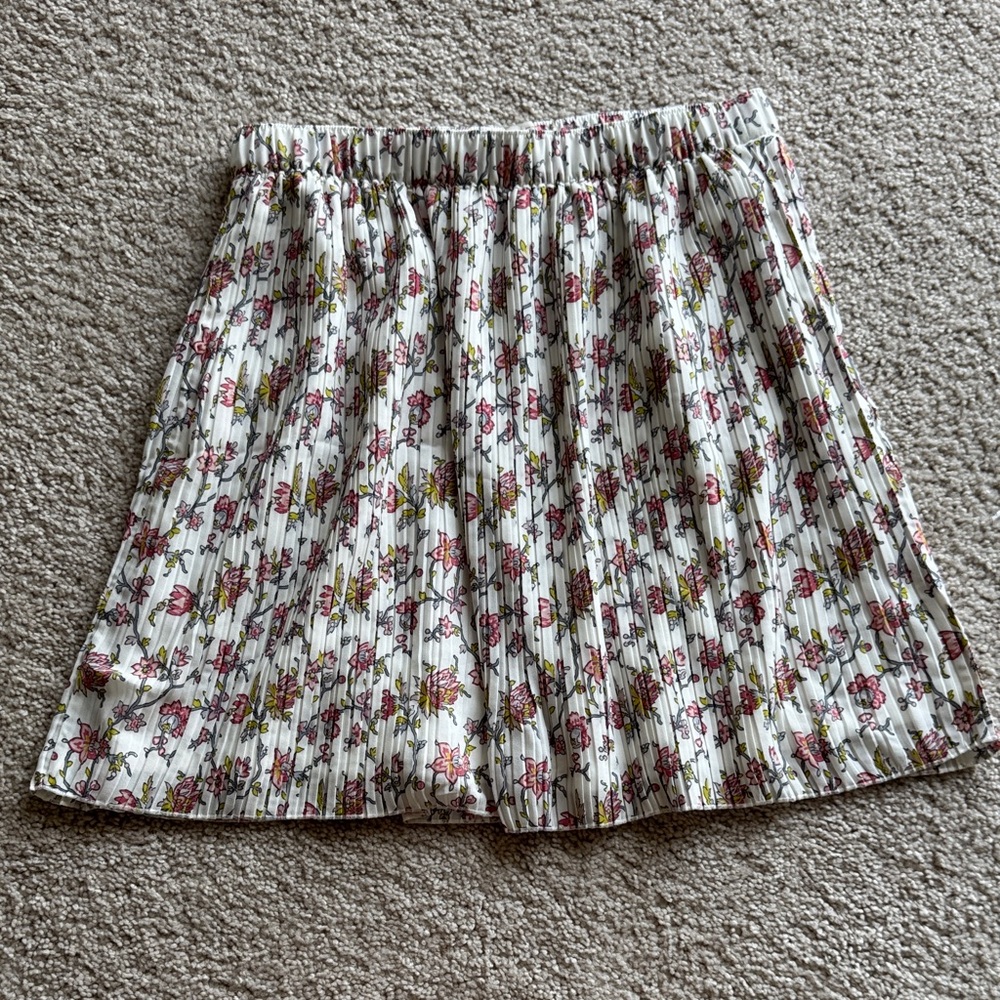LOFT A-Line Skirt with Pink and Yellow Floral Pattern